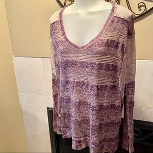 Free People Marled Lightweight Knit Oversized Sweater Drop Shoulder SZ S